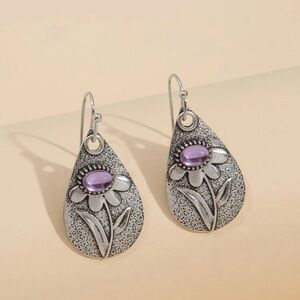 🌺 Awesome Rustic Water Drop Floral Flower Drop Earrings 🌹